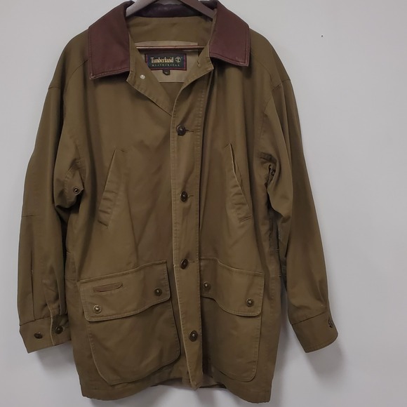 Timberland Other - Timberland Mens Vintage Military Field Barn Jacket Size M Canvas Leather Collar